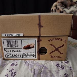 Twisted X Tan and Cheetah Slip-On Loafers